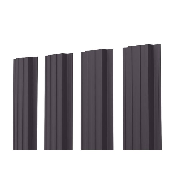 Евроштакетник П-образный прямой 0.5 мм Полиэстер RAL 8019, серо-коричневый