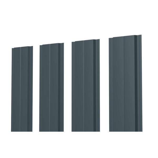 Евроштакетник В.К. прямой 0.5 мм Полиэстер RAL 7016, антрацитово-серый