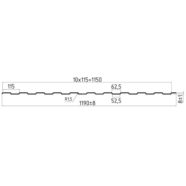 Профнастил С8 0.45 мм Texture RR-32, темно-коричневый