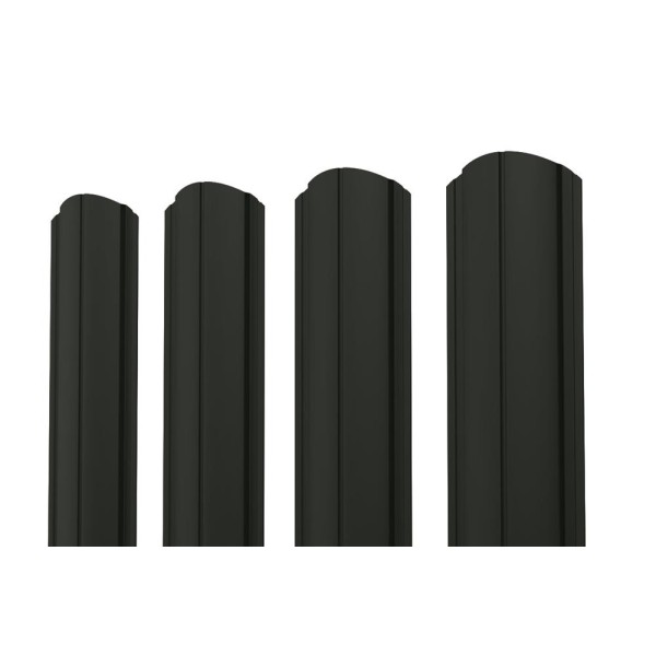 Евроштакетник ПД-образный фигурный 0.5 мм Pural RAL 9005, черный янтарь