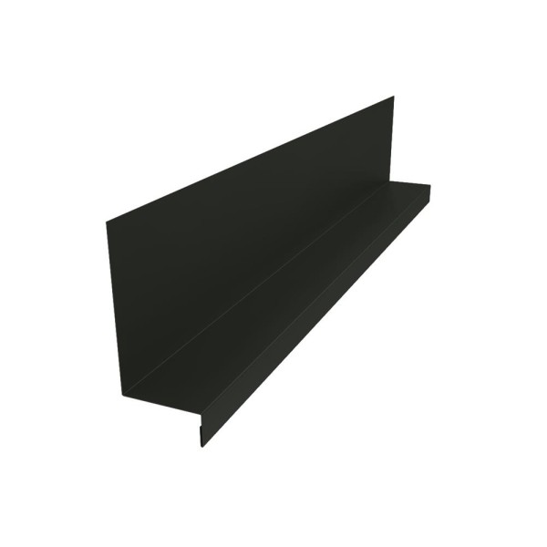 Планка примыкания боковая к стене 115х60х25 Texture RAL 9005, черный янтарь для фальцевой кровли