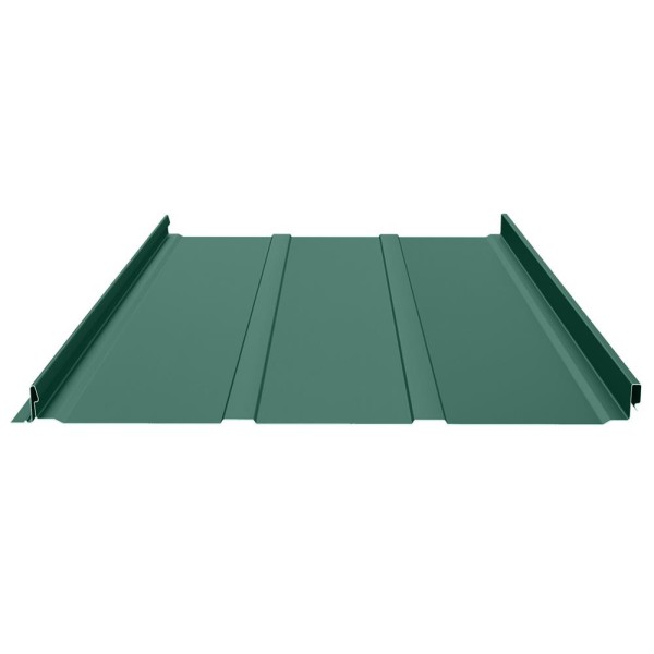 Фальцевая панель (клик-замок) с П-профилем 0.5 мм Pural RAL 6005, зеленый мох